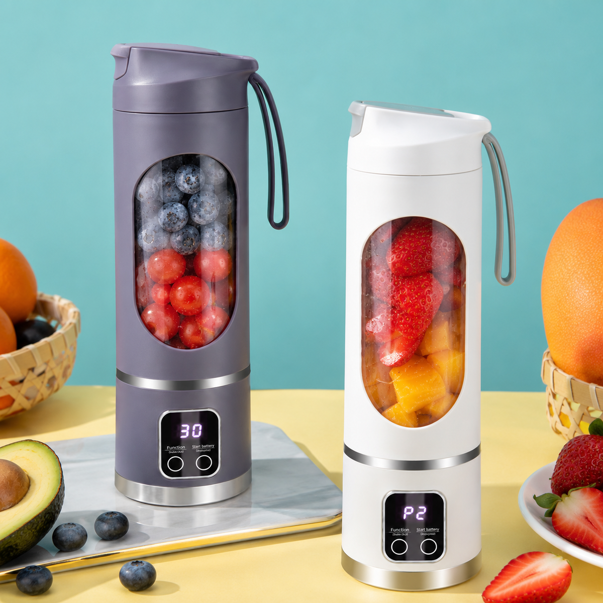 Portable USB Rechargeable Juicer Blender – 6-Blade Mini Smoothie Maker, Personal Fruit Mixer, Travel Blender for Smoothies, Milkshakes & Fresh Juice